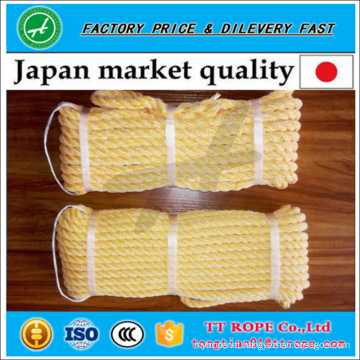 Japanese quality 3 strands kp twisted rope made from pe monofilament and polyester yarn